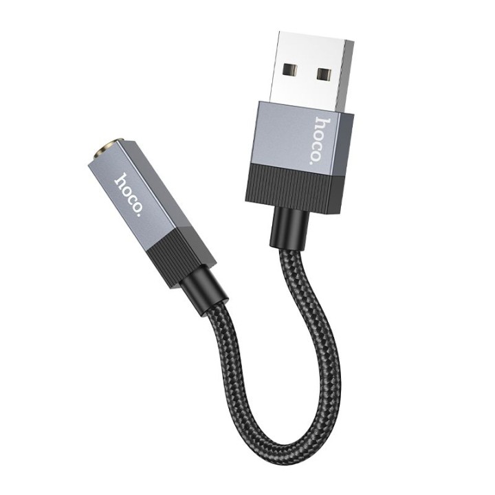 Адаптер AUX USB A (штекер (male)) для Jack 3,5 mm (гнездо (female)) Hoco UPA32D черный