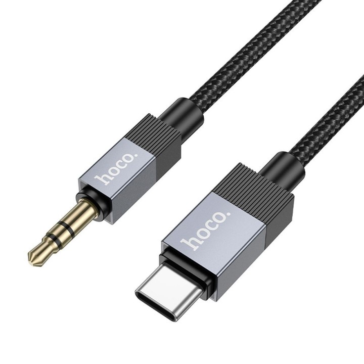 Кабель AUX Jack 3,5 mm (штекер (male)) для USB C (штекер (male)) Hoco 1 m UPA32B чорний