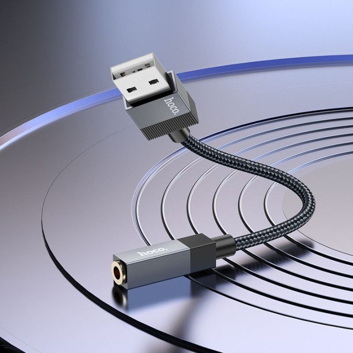 Адаптер AUX USB A (штекер (male)) для Jack 3,5 mm (гніздо (female)) Hoco UPA32D чорний