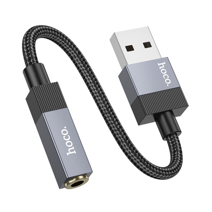 Адаптер AUX USB A (штекер (male)) для Jack 3,5 mm (гнездо (female)) Hoco UPA32D черный