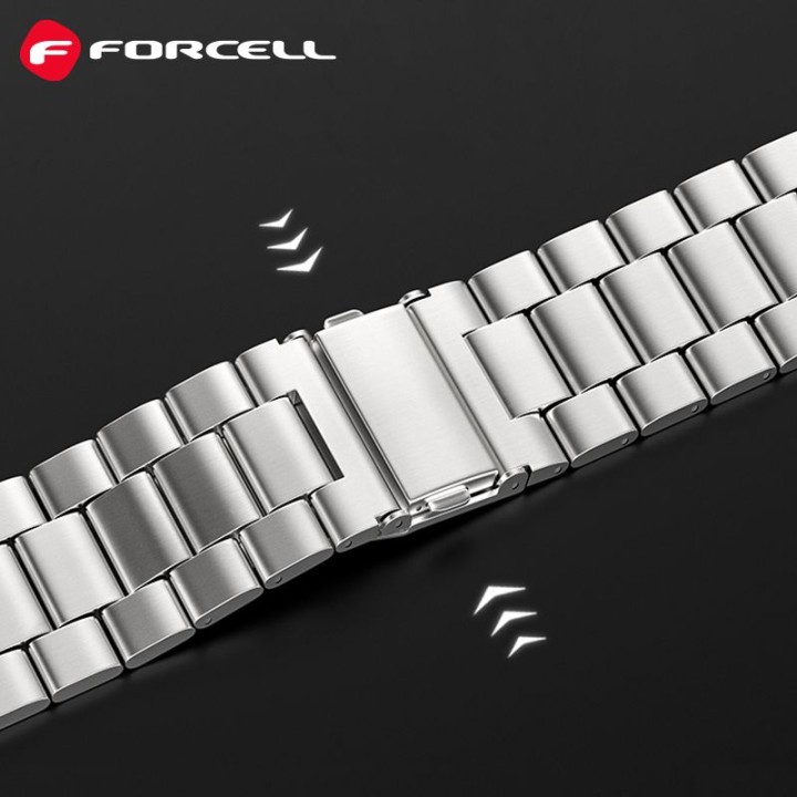 Ремешок для Apple Watch Forcell F-Design FA10 с застежкой, стальной 42 / 44 / 45 / 49 mm серебристый