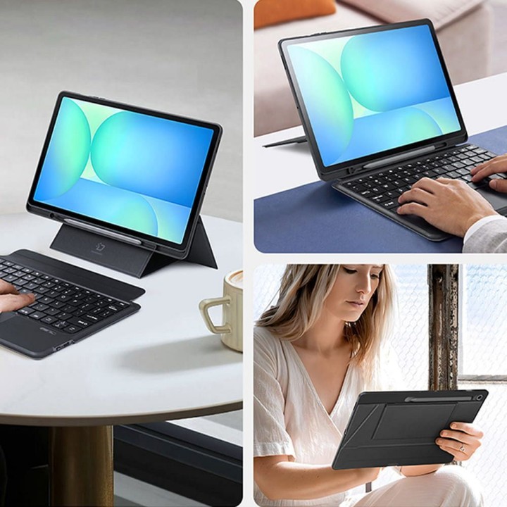 DUX DUCIS case DK foldable with keyboard wireless for SAMSUNG Tab S10 FE Plus black