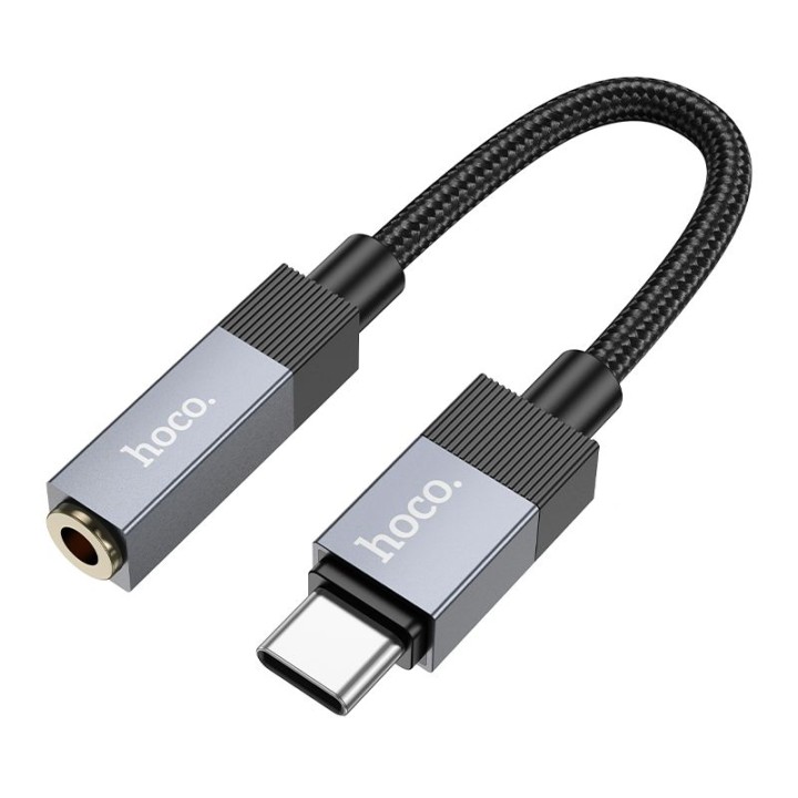 Адаптер AUX USB C (штекер (male)) для Jack 3,5 mm (гнездо (female)) Hoco UPA32C черный