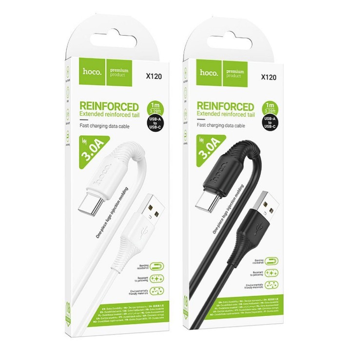 Кабель USB-A – USB-C Hoco 3A 1 m X120 білий