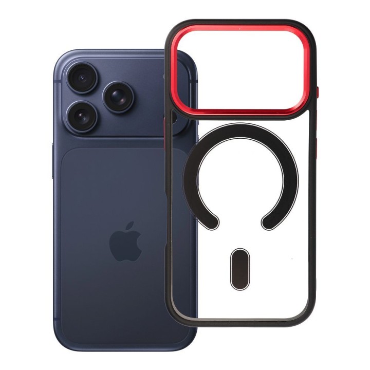 Чохол для iPhone 17 Pro / 18 Pro (low camera edge) Color Edge Mag Cover сумісний з MagSafe чорно-червоний