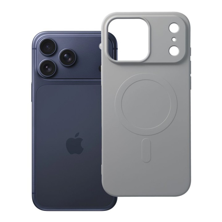 Case for iPhone 17 Pro Max / 18 Pro Max (low camera edge) Silicone Mag Cover MagSafe compatible (big hole) titanium