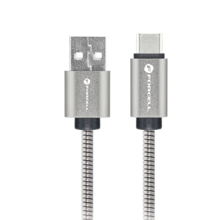 USB-A to USB-C cable Forcell F-Energy QC4.0 3A 66W Metal 1 m C234 silver
