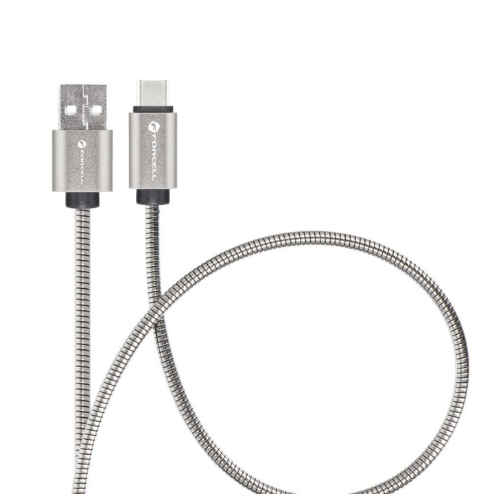 USB-A to USB-C cable Forcell F-Energy QC4.0 3A 66W Metal 1 m C234 silver