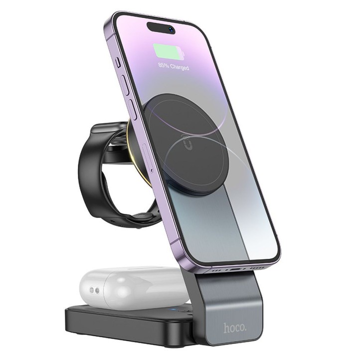 Wireless charger Hoco 3-in-1 15W compatible with MagSafe CQ3 black