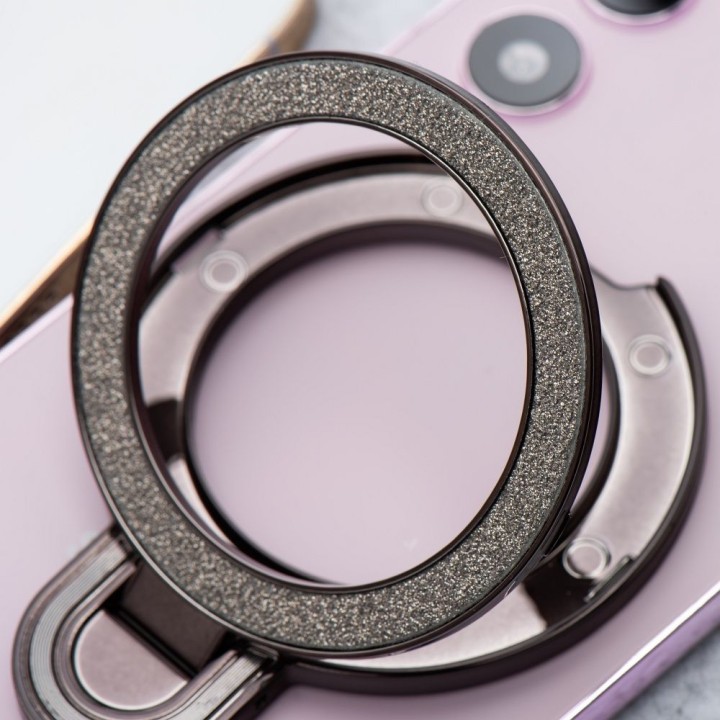 Stand for phone CIRCLE GLITTER - stick-on - black