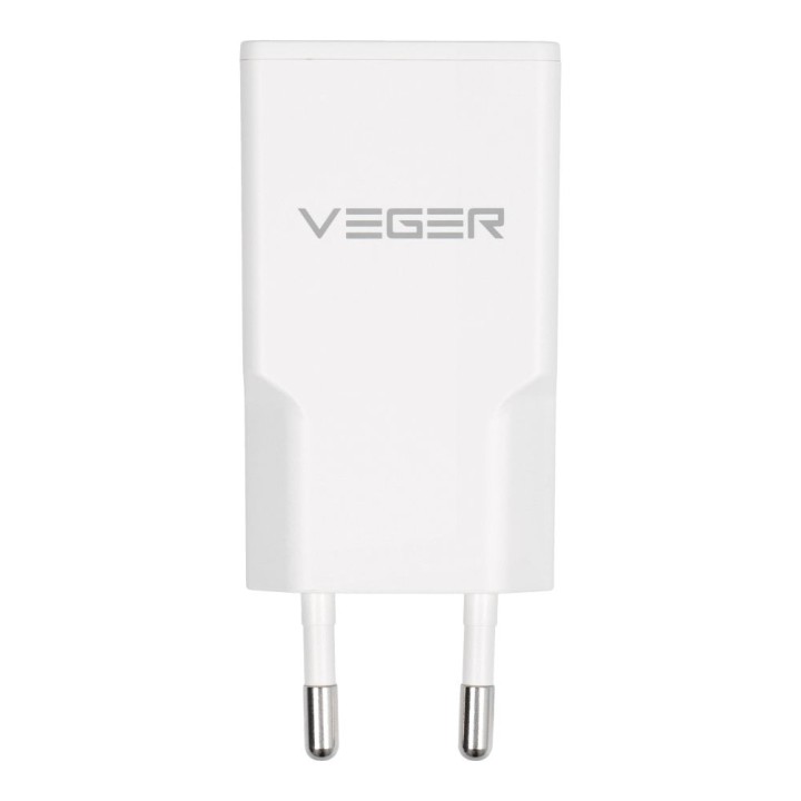 Мережевий зарядний пристрій для телефону VEGER USB A + USB C QC PD 30W 30W1A1C білий