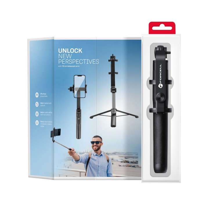 Selfie stick Forcell F-Grip S70M tripod with remote control wireless black 0INT