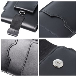 Slip-in phone pouch with flap for iPhone 11 / 12 / 13 / Samsung S7 EDGE Royal size XL black