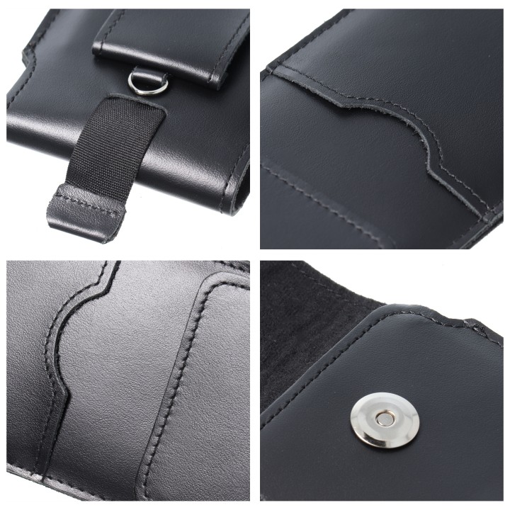 Slip-in phone pouch with flap for iPhone 11 / 12 / 13 / Samsung S7 EDGE Royal size XL black