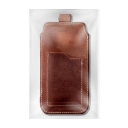 Leather slip-in phone pouch with pull-up Royal for iPhone 6 / 7 / 8 Crazy Horse size L brown