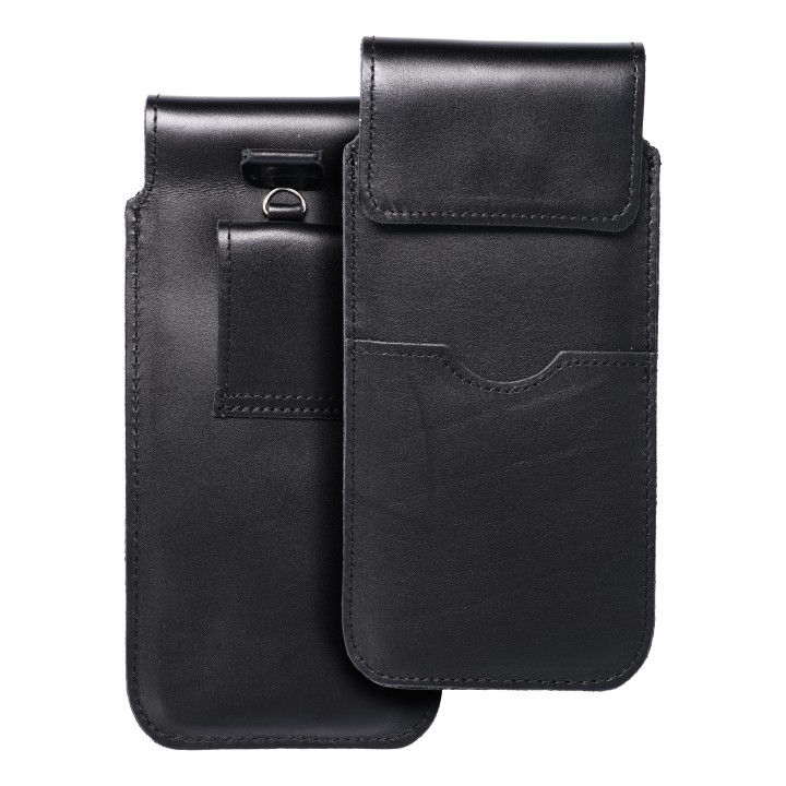 Leather slip-in phone pouch with flap for Samsung S21 ULTRA / Huawei P SMART 2021 / Xiaomi Redmi 12 / Oppo A98 5G