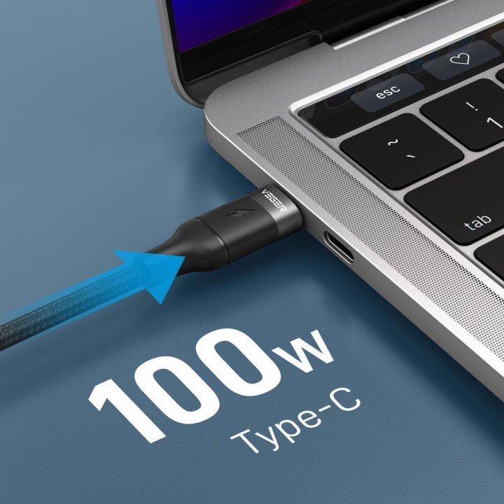 Cable USB C to USB C VEGER PD 5A 100W 1,5 m CC02 black
