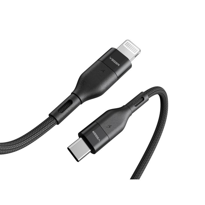 Кабель USB C — Lightning VEGER PD 3A 27W 1,2 m CL01 чорний