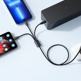 Кабель 3 в 1 USB A — Lightning / тип C / Micro USB VEGER 2,4A 18W V303 1,5 m черный