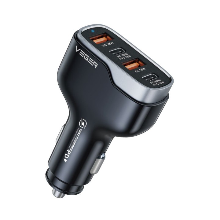 Car charger VEGER 2 x USB A + 2 x Type C PD QC 3A 66W CC53-2A2C black
