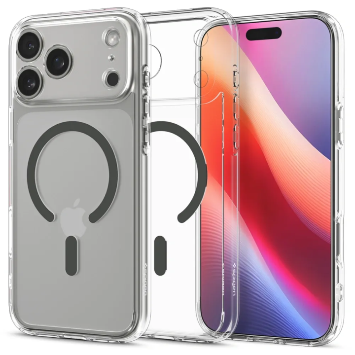 SPIGEN чехол ULTRA HYBRID MAG совместимый с MagSafe для IPHONE 17 Pro Max clear graphite