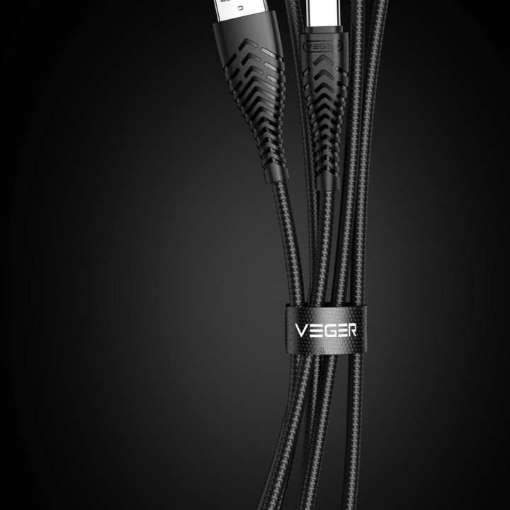 Кабель USB A — тип C VEGER 2,4A V104 1,2 m чорний