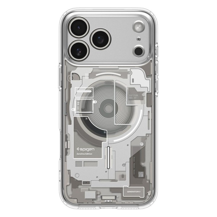 SPIGEN case ULTRA HYBRID MAG compatible with MagSafe for IPHONE 17 Pro zero one natural titanium