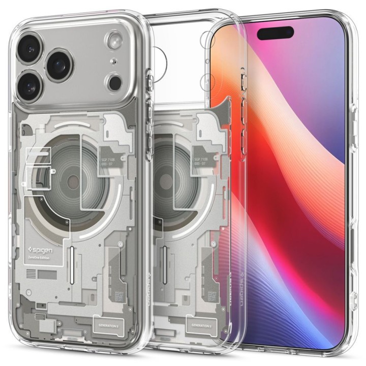 SPIGEN case ULTRA HYBRID MAG compatible with MagSafe for IPHONE 17 Pro zero one natural titanium