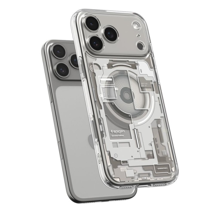 SPIGEN чехол ULTRA HYBRID MAG совместимый с MagSafe для IPHONE 17 Pro zero one natural titanium
