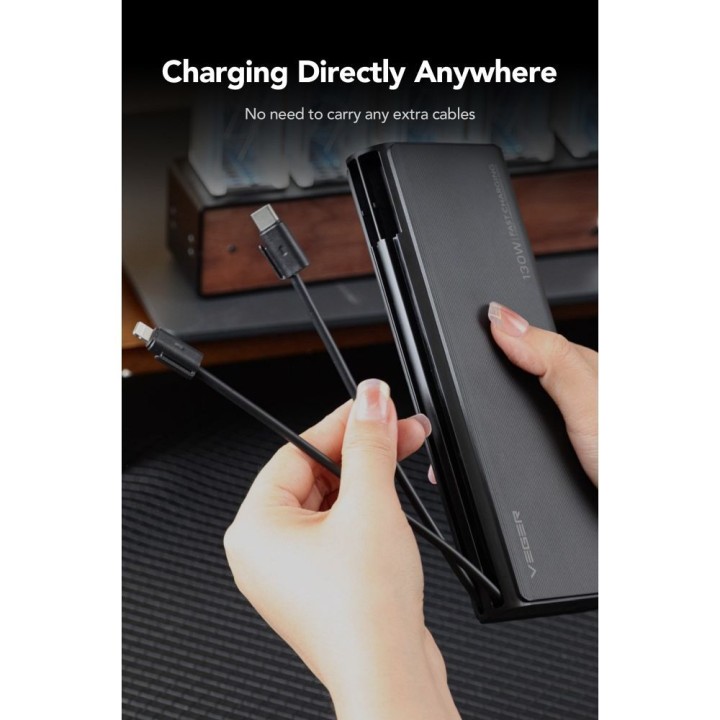 Power bank Veger TCE130 (W2503) PD 130W 25000 mAh with built-in cables Type C / Lightning black 0INT