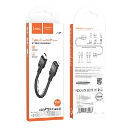 Адаптер OTG USB C для Lightning Hoco 3A 0,1 m U107 черный