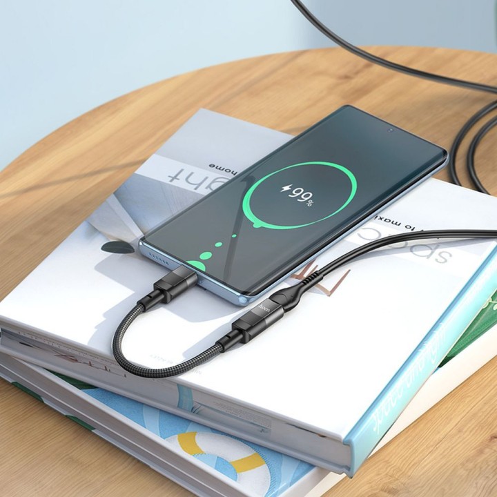 Адаптер OTG USB C для Lightning Hoco 3A 0,1 m U107 чорний