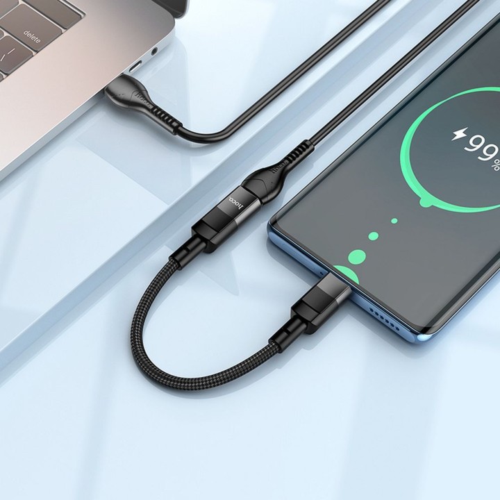 Адаптер OTG USB C для Lightning Hoco 3A 0,1 m U107 чорний