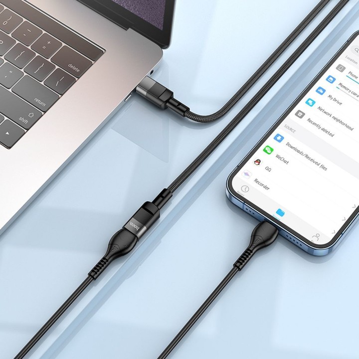 Адаптер OTG USB C для USB C Hoco 3A 1,2 m U107 чорний