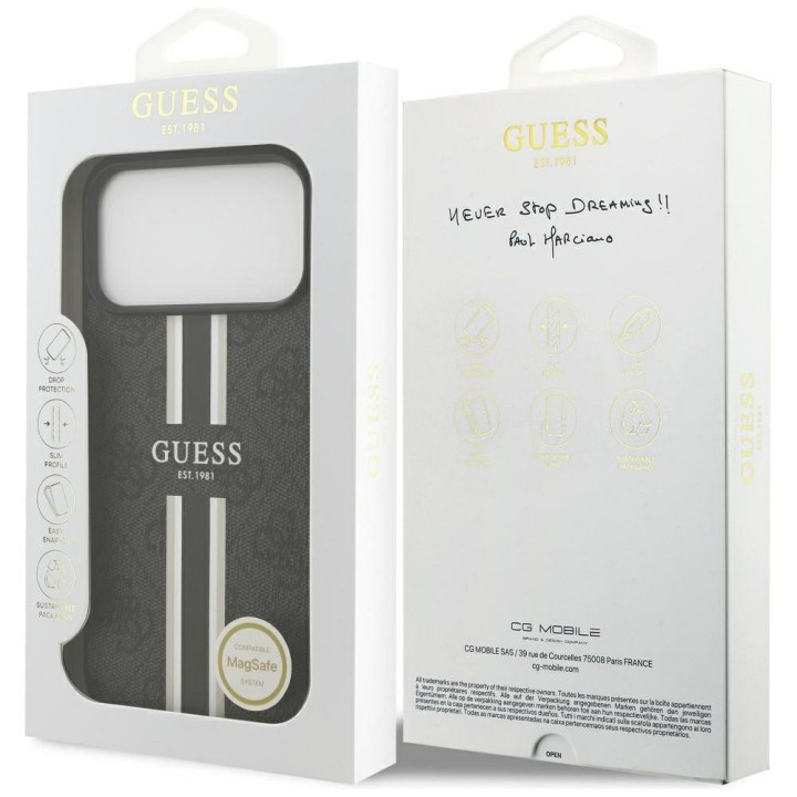GUESS чехол для IPHONE 17 Pro Max совместимый с MagSafe GUHMP17XP4RPSK (4G Printed Stripes) черный