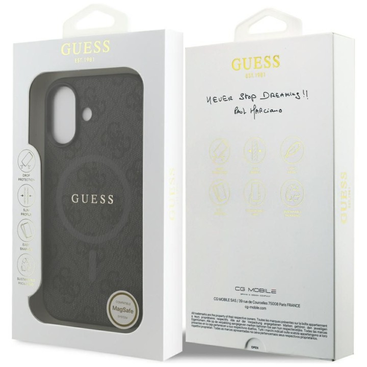GUESS чехол для IPHONE 17 совместимый с MagSafe GUHMP17SG4GFRK (PU 4G Ring Classic Logo) черный
