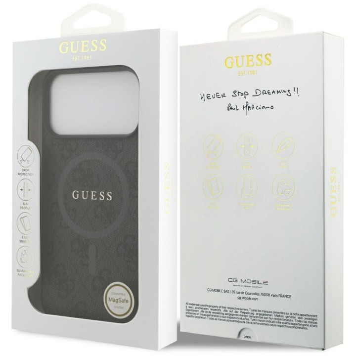 GUESS case for IPHONE 17 Pro Max compatible with MagSafe GUHMP17XG4GFRK (PU 4G Ring Classic Logo) black