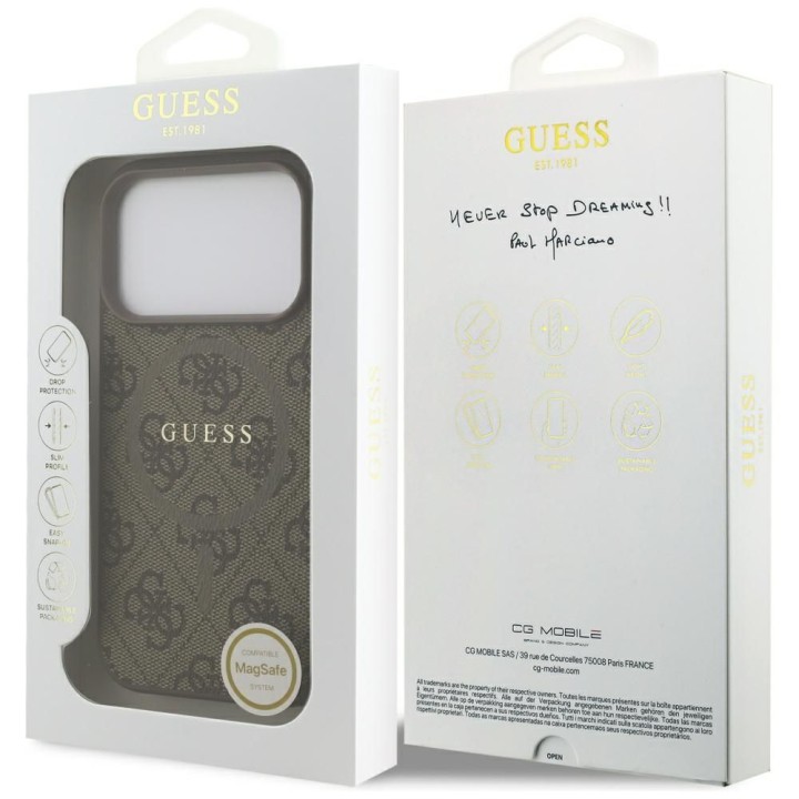GUESS чохол для IPHONE 17 Pro сумісний з MagSafe GUHMP17LG4GFRW (PU 4G Ring Classic Logo) коричневий