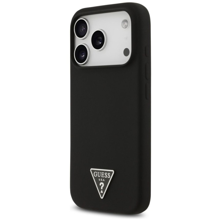 GUESS чехол для IPHONE 17 Pro Max совместимый с MagSafe GUHMP17XSCTRLMK (Silicone W/ Triangle Logo) черный