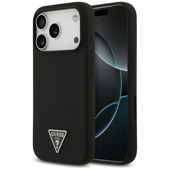 GUESS чохол для IPHONE 17 Pro Max сумісний з MagSafe GUHMP17XSCTRLMK (Silicone W/ Triangle Logo) чорний