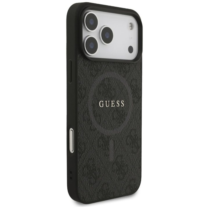 GUESS чехол для IPHONE 17 Pro Max совместимый с MagSafe GUHMP17XG4GFRK (PU 4G Ring Classic Logo) черный