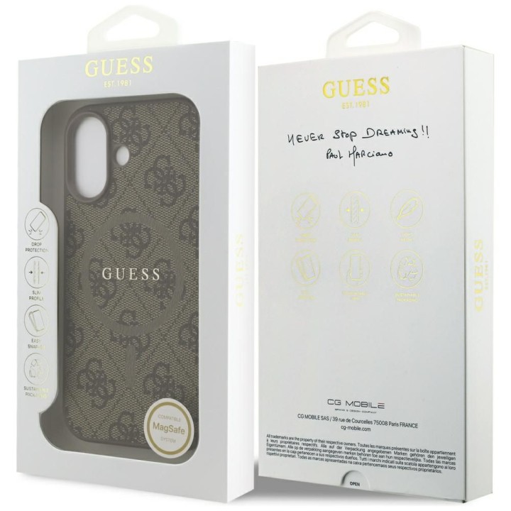 GUESS case for IPHONE 17 compatible with MagSafe GUHMP17SG4GFRW (PU 4G Ring Classic Logo) brown