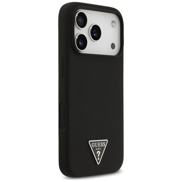 GUESS чехол для IPHONE 17 Pro Max совместимый с MagSafe GUHMP17XSCTRLMK (Silicone W/ Triangle Logo) черный