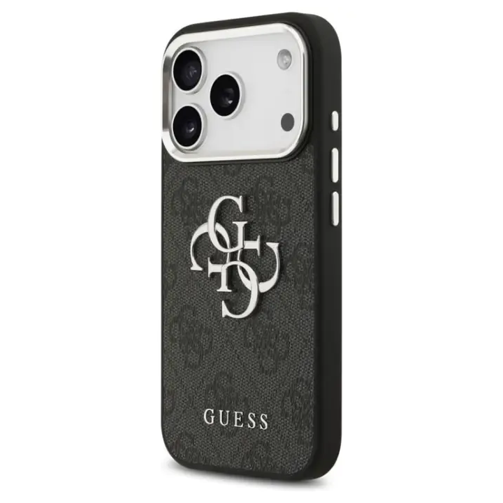 GUESS case for IPHONE 17 GUHCP17SP4G4SMCK (4G PU Leather Case with Big 4G and Classic Logo and Silver Metal Camera Frame)