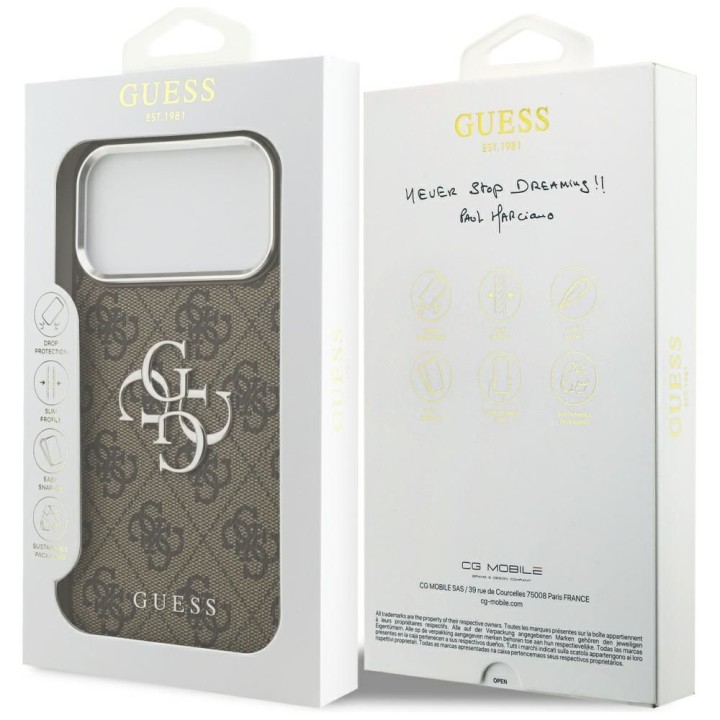GUESS чохол для IPHONE 17 Pro Max GUHCP17XP4G4SMCW (4G PU Leather Case with Big 4G and Classic Logo and Silver Metal Camera