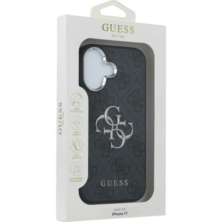 GUESS futerał do IPHONE 17 GUHCP17SP4G4SMCK (4G PU Leather Case with Big 4G and Classic Logo and Silver Metal Camera Frame)