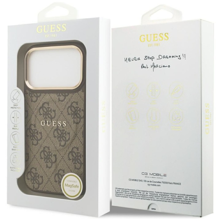 GUESS чохол для IPHONE 17 Pro сумісний з MagSafe GUHMP17LP4MSEGCW (PU 4G W/ Classic) коричневий