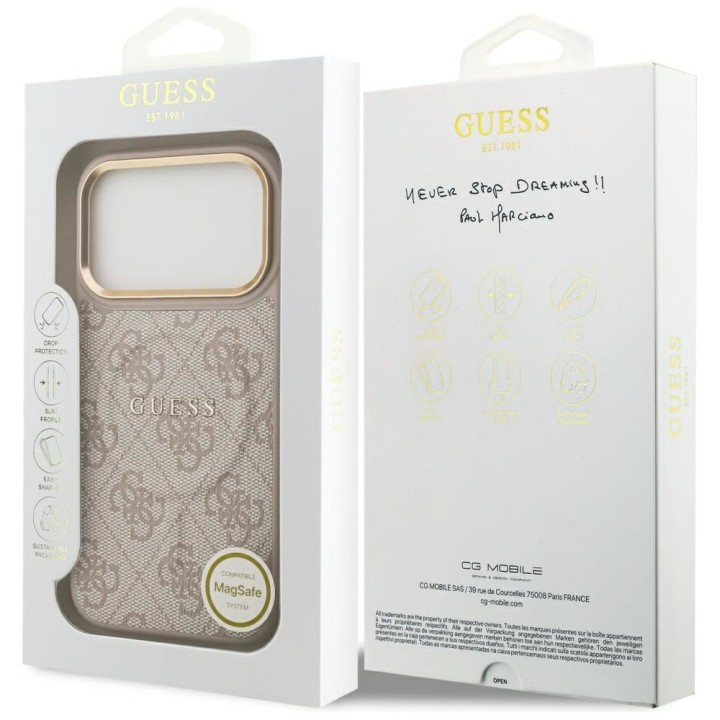 GUESS futerał do IPHONE 17 Pro kompatybilny z MagSafe GUHMP17LP4MSEGCP (PU 4G W/ Classic) różowy