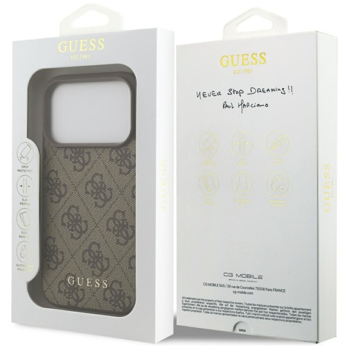 GUESS чехол для IPHONE 17 Pro GUHCP17LG4GFBR (PU 4G Classic) коричневый