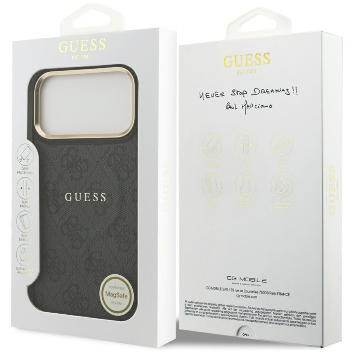 GUESS case for IPHONE 17 Pro Max compatible with MagSafe GUHMP17XP4MSEGCK (PU 4G W/ Classic) black